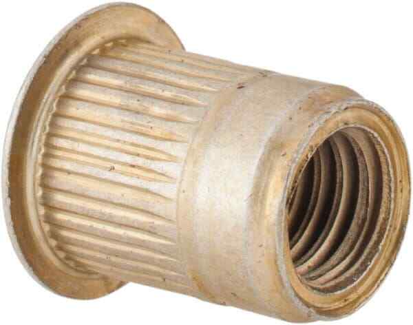 25 Pack Knurled Body Open End 3/8-16 Threaded Inserts, Steel with Zinc Finish
