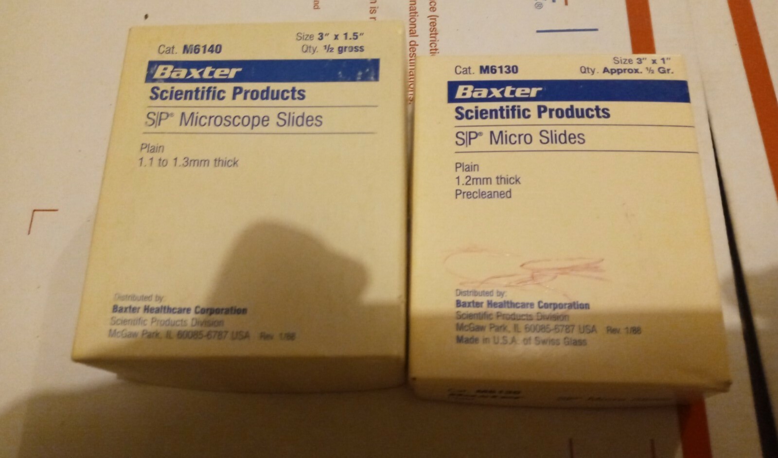 Baxter Microscope Slides M6140 M6130 Preowned Vg Condition 2 Lot
