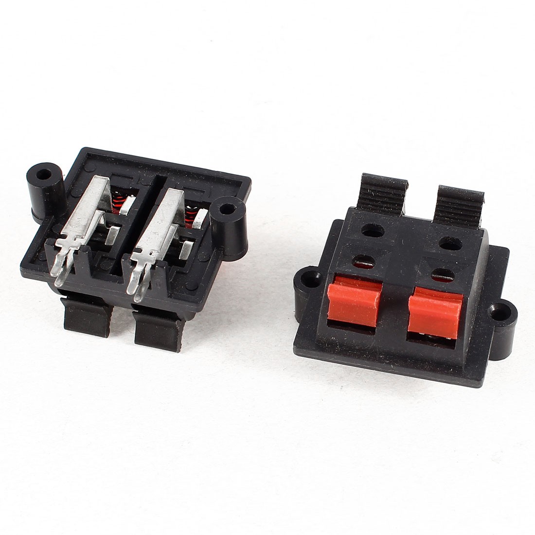 2 Pcs Dual Row Red Black 4 Pin 4 Position Push in Jack Speaker Terminals