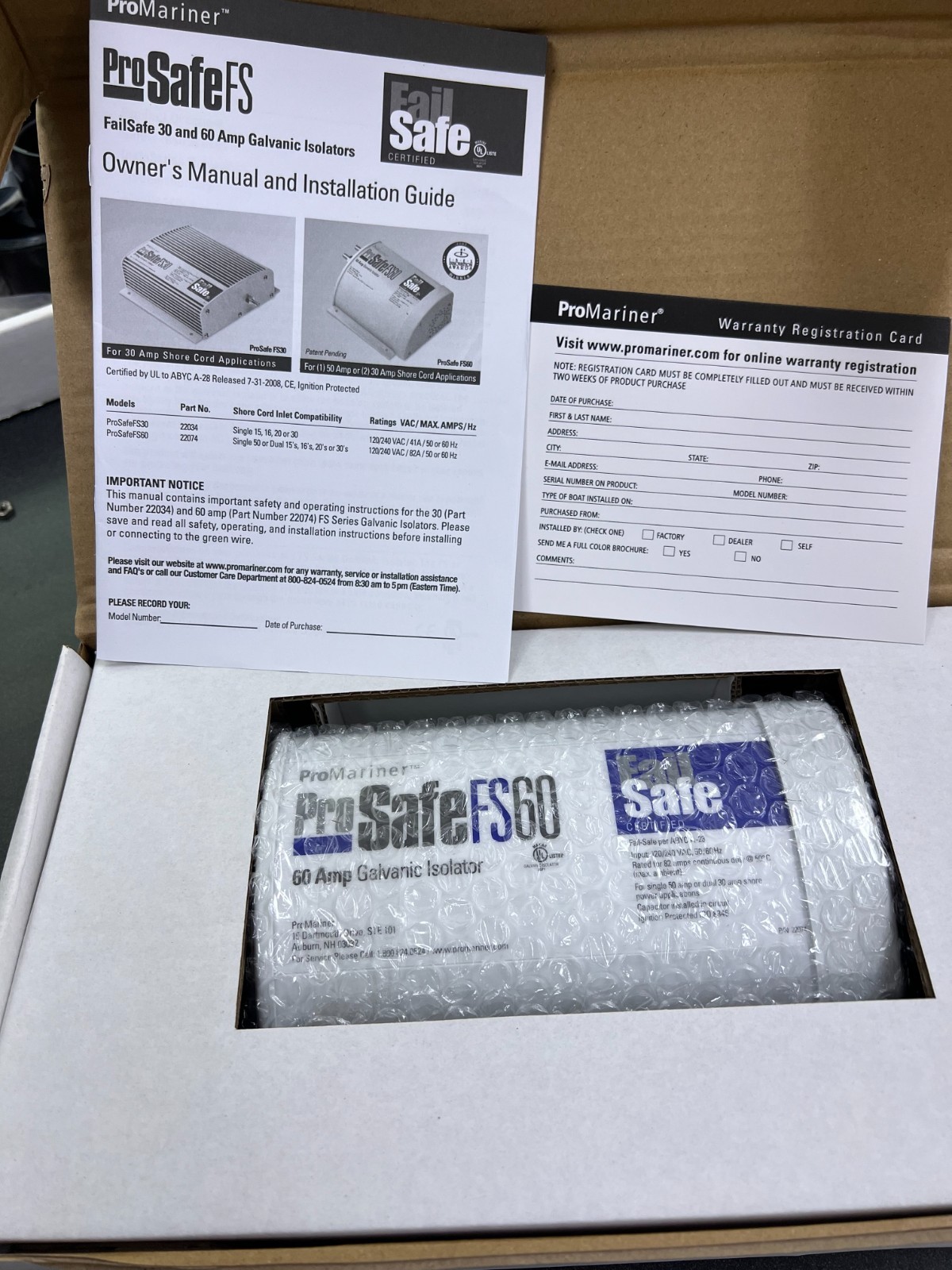 ProMariner ProSafe FS60 Galvanic Isolator 60A FAILSAFE 50/30 Amp Shore Power
