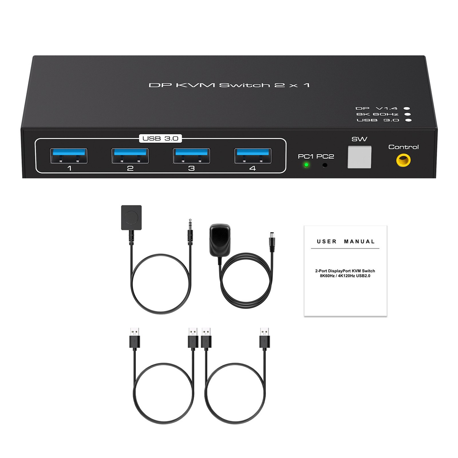 2x1 DP KVM USB Switch Dual Port Display Port KVM Switcher Durable Replacement