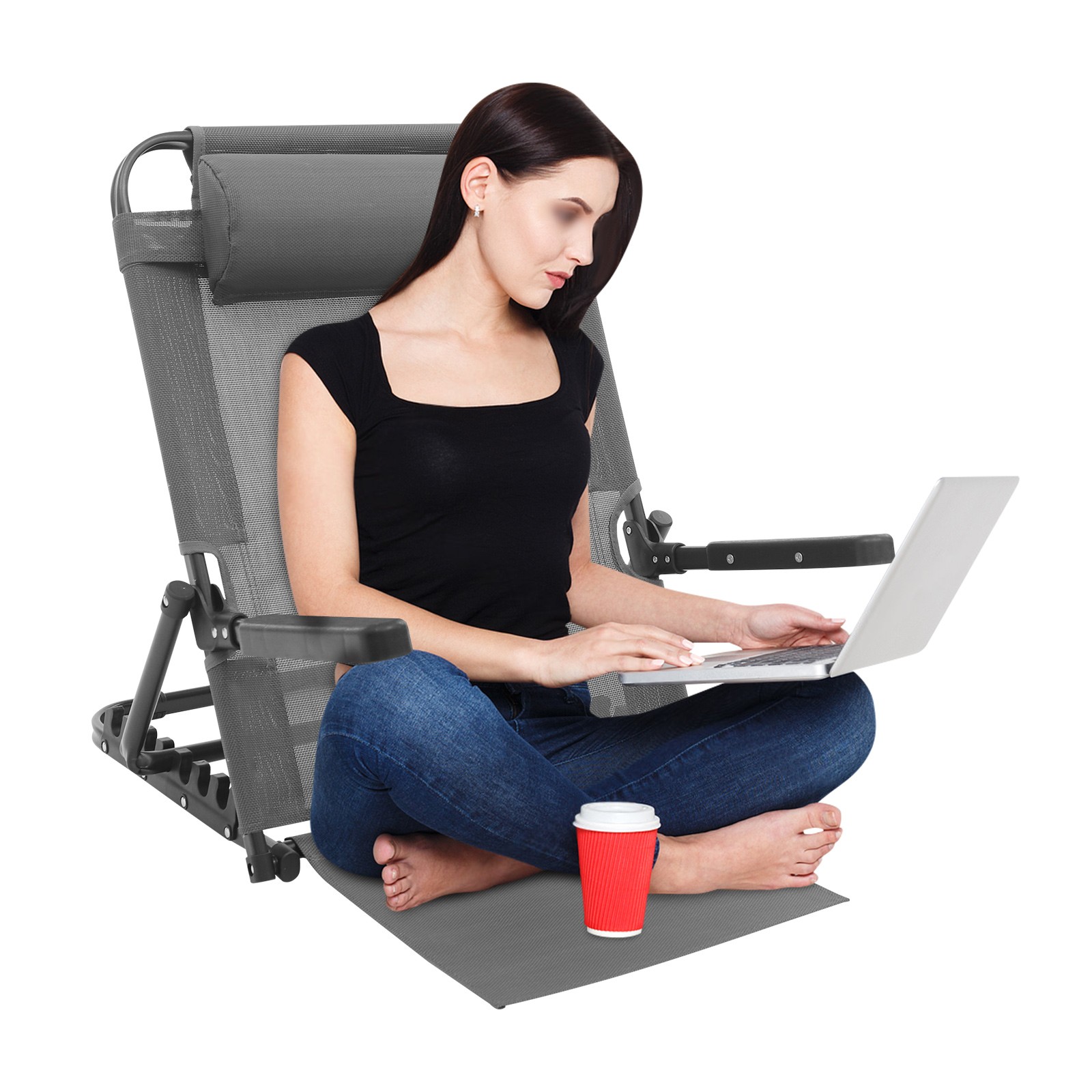 Adjustable Lifting Bed Backrest W/Armrest 8 Gears Backrest Support 40-90° 150kg