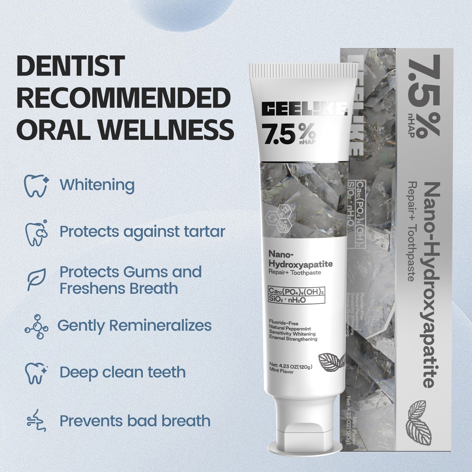 CEELIKE 39˚C Lysozyme Whitening & 7.5% Hydroxyapatite Toothpaste - 2 x 4.23 oz
