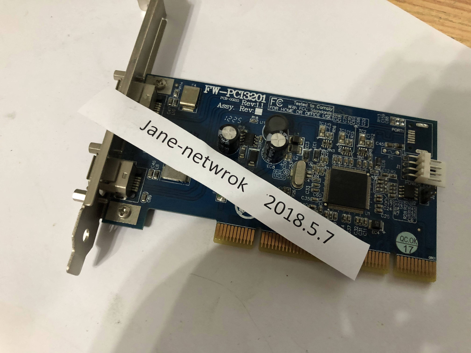 1PCS USED FW-PCI3201 REV 1.1 via DHL or Fedex shipping