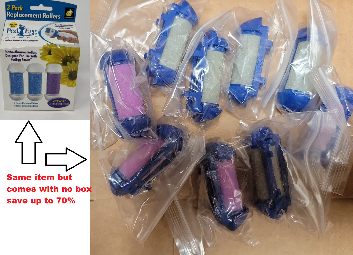 Ped Egg Power Genuine Refill Replacement Rollers  12 Pack FREE SHIPPING (NEW)