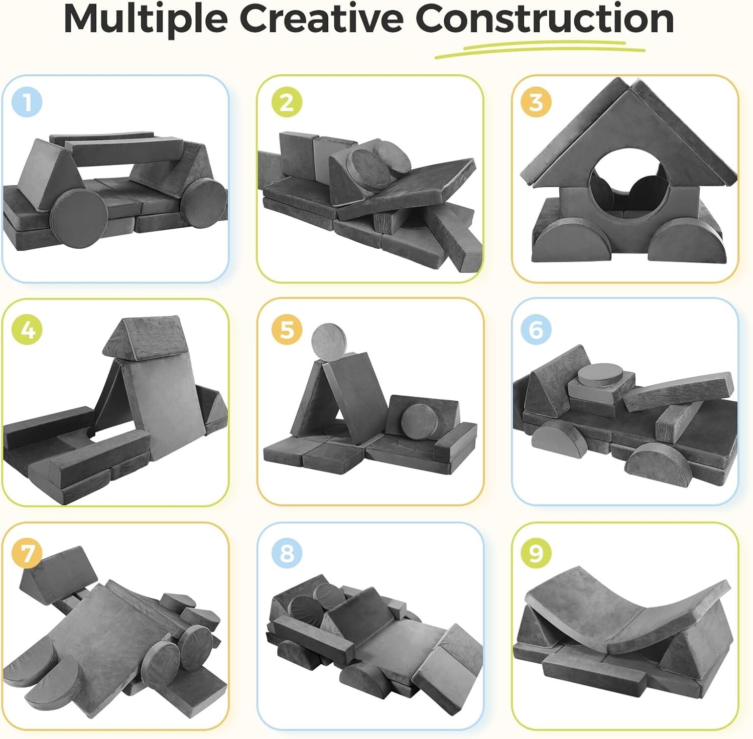 Convertible Foam Toddler Sofa - 18 Modular Pieces for Endless Play & Creativity
