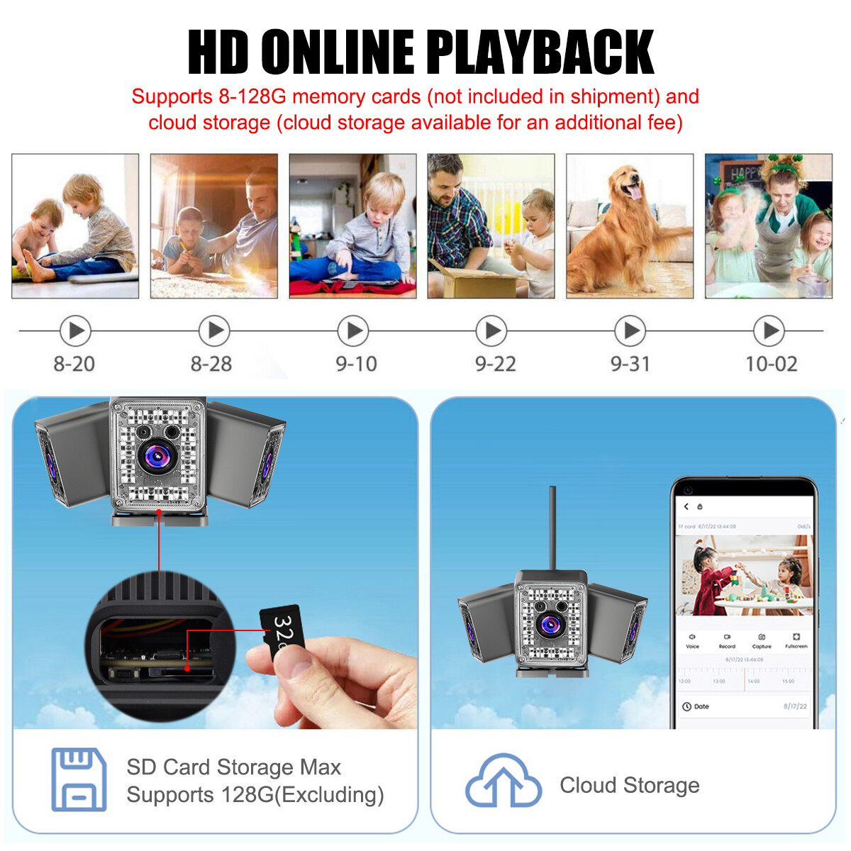3 Lens Wireless APP WiFi Security Camera System Smart Outdoor Night Vision 2MP