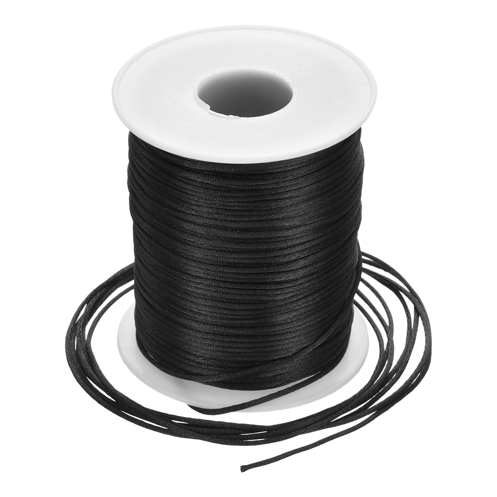 Nylon Satin Cord 1.5mm, 109 Yard Nylon String for Bracelet Thread Black