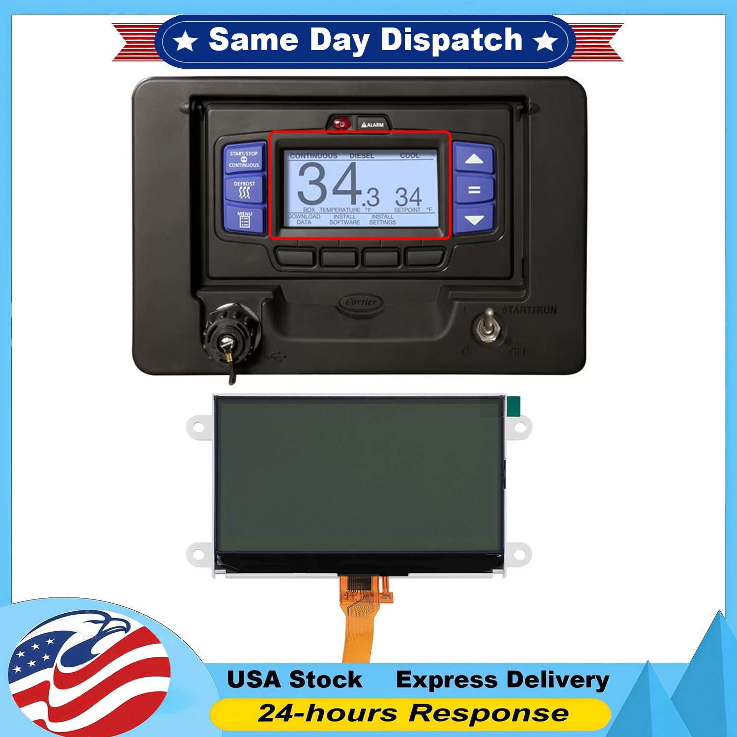 Display for Carrier Transicold X4 7500 7300 X3 2500 Vector 8500 8600 APX Module