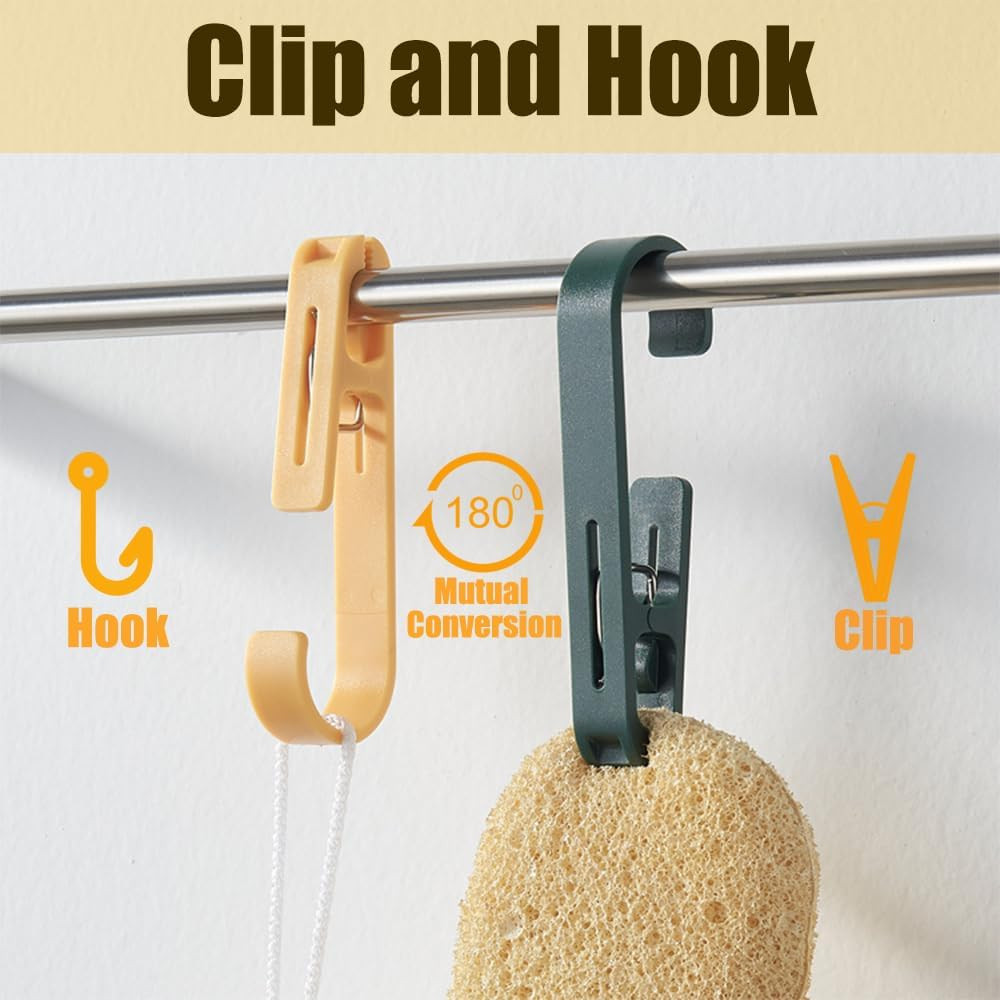 6Pcs Laundry Hooks with Clips Hanger Closet Organizer Clamps Hanging Socks Boot