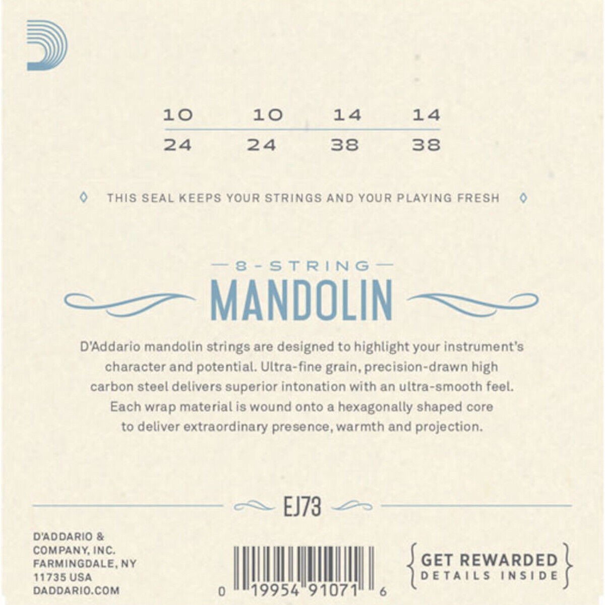 D'Addario Mandolin Strings 2 Sets EJ73 Light .010-.038