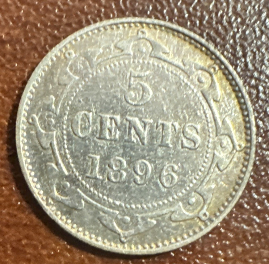 1896 Newfoundland 5c Silver, grades EF