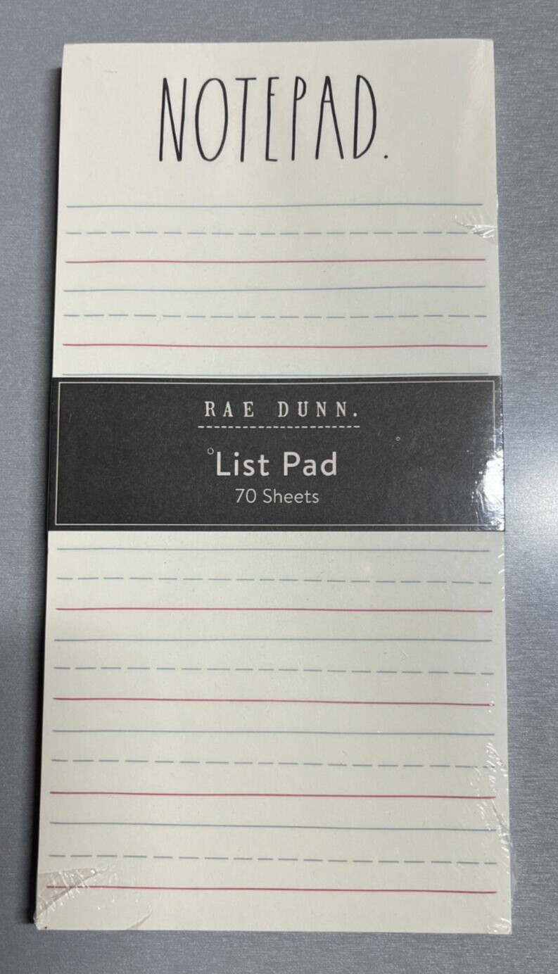 Rae Dunn~"NOTEPAD"~Lined~4x8 Memo Pad~70 Sheets~New Factory Sealed