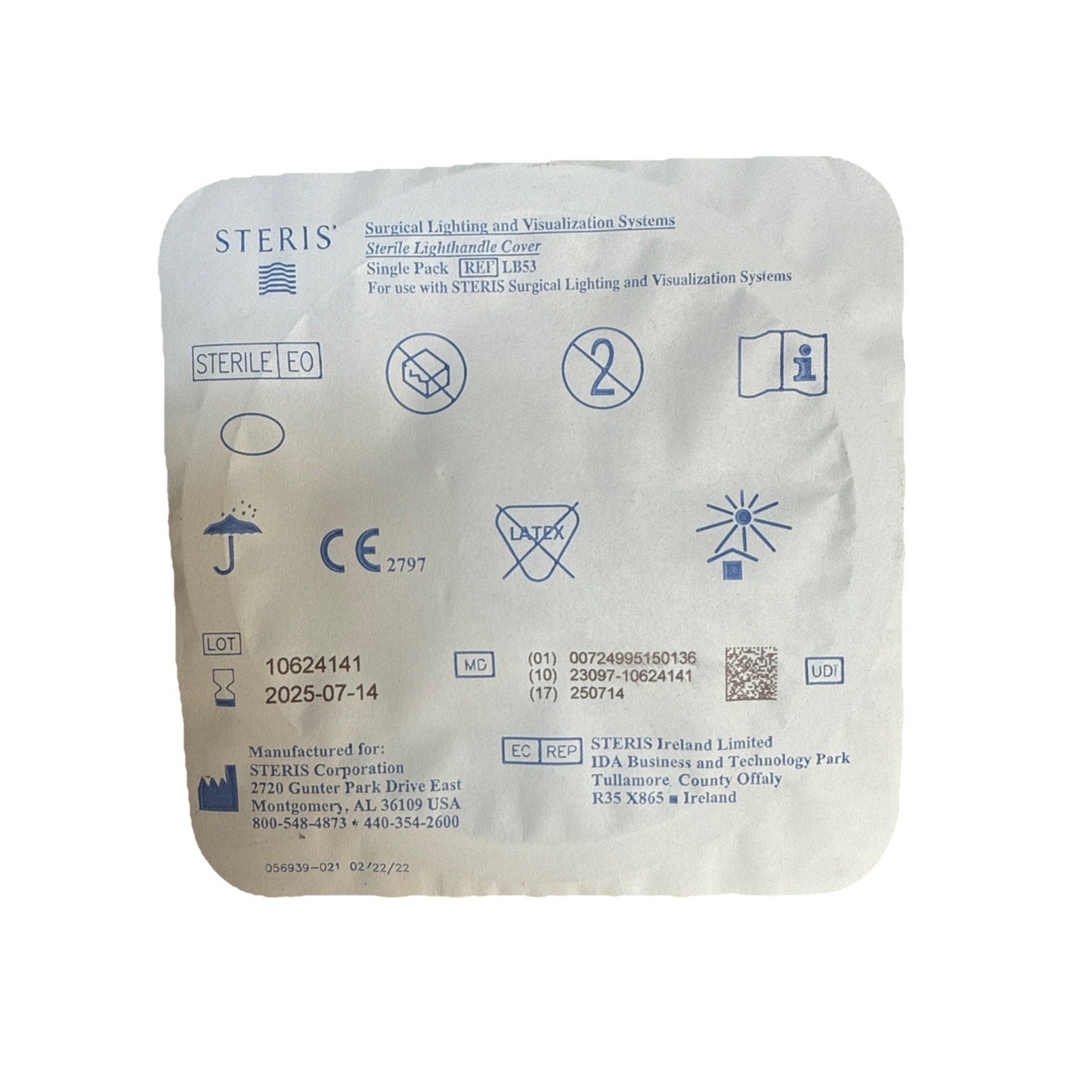Steris LB53 Sterile Surgical Exam Light Handle Cover. Pac of 2 (EXP- 2025/7/14)