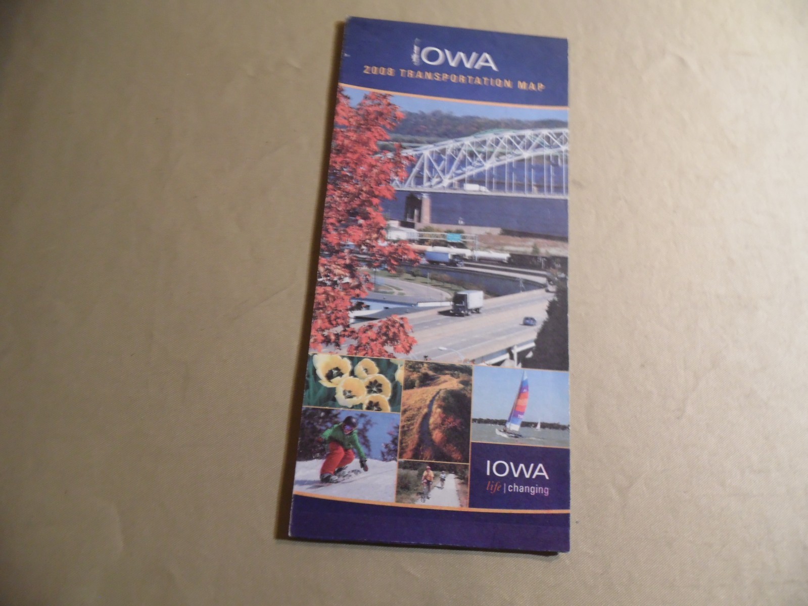 Iowa Transportation Map / Circa 2008 / Free Domestic Shipping