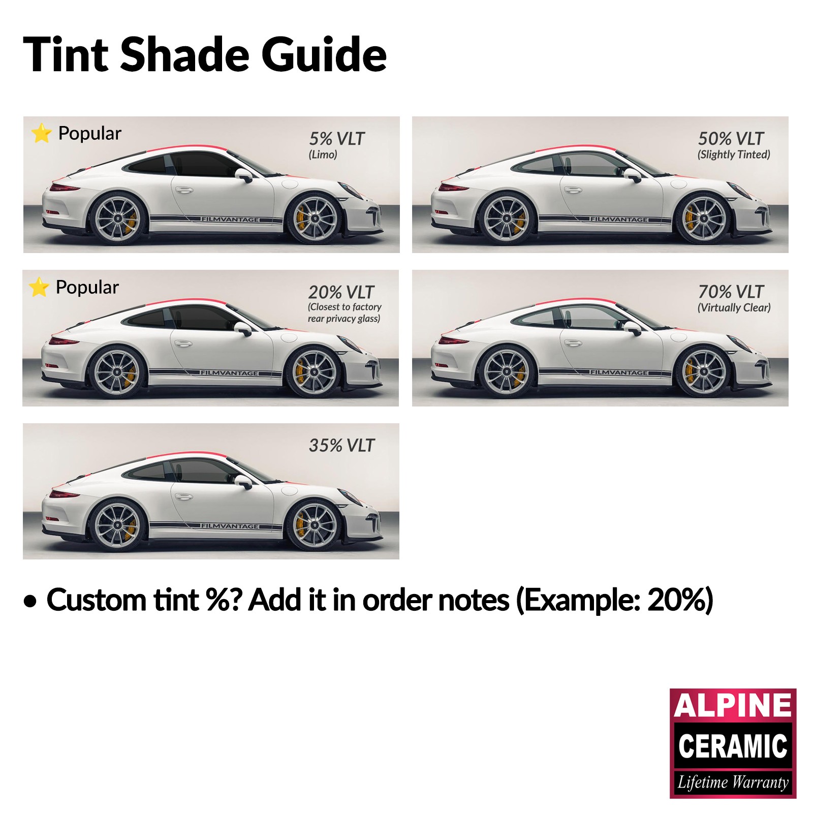 ALPINE CERAMIC PRECUT WINDOW TINT KIT FOR GMC YUKON 21-26 FRONT DOORS