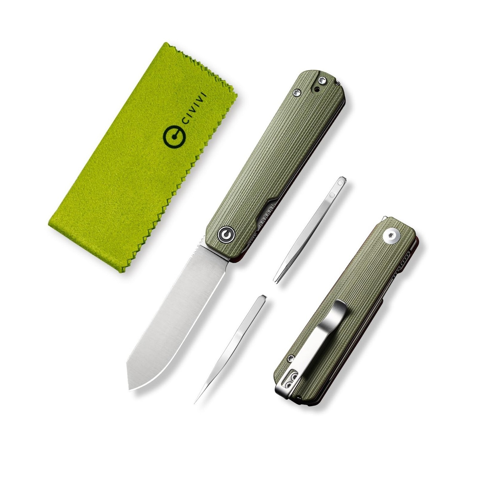 3 in 1 Multitool Pocket Knife with Tweezers and Toothpick, Folding EDC Camping