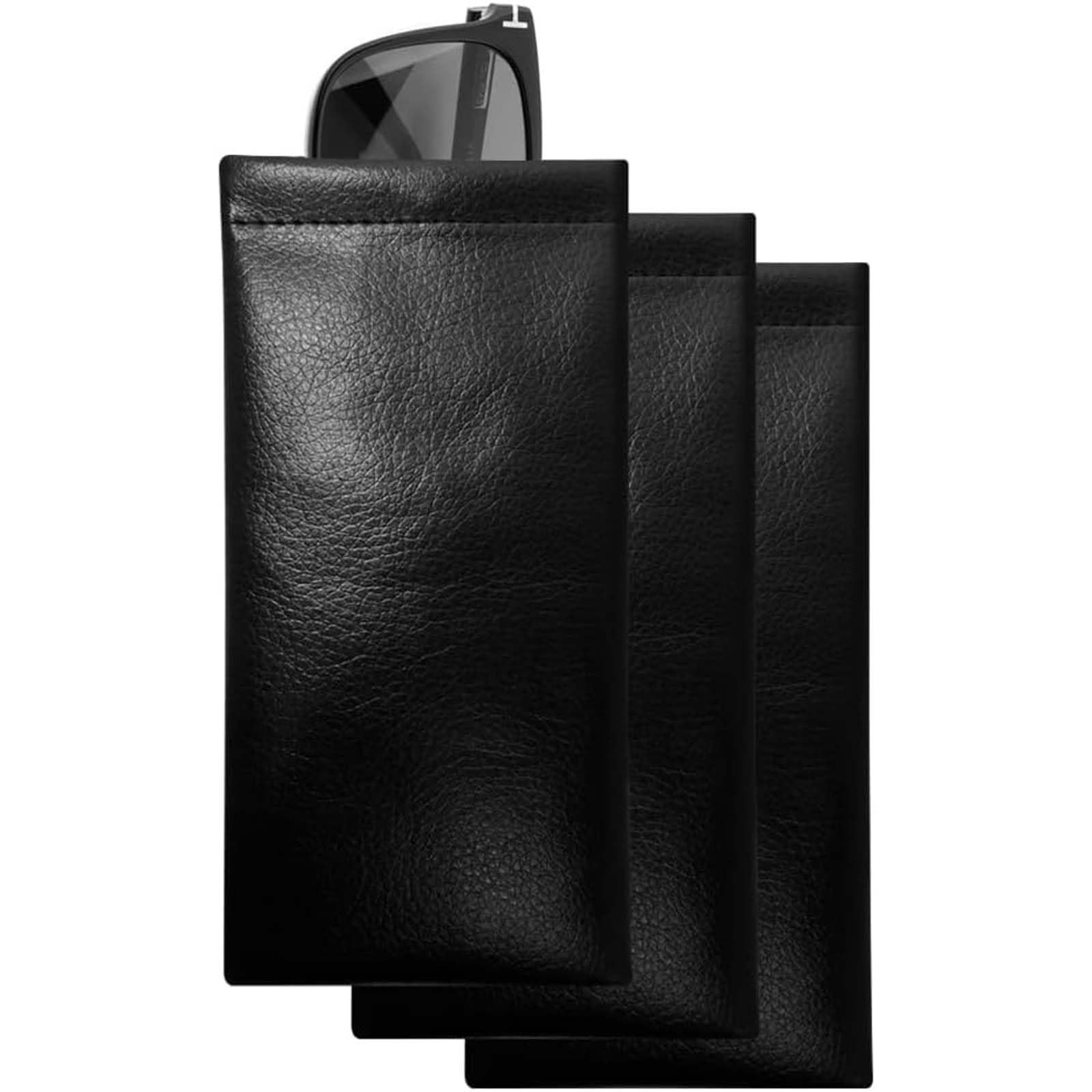 3 Pack Leather Soft Sunglasses Case Squeeze Top Portable Eyeglasses Pouch Glasse