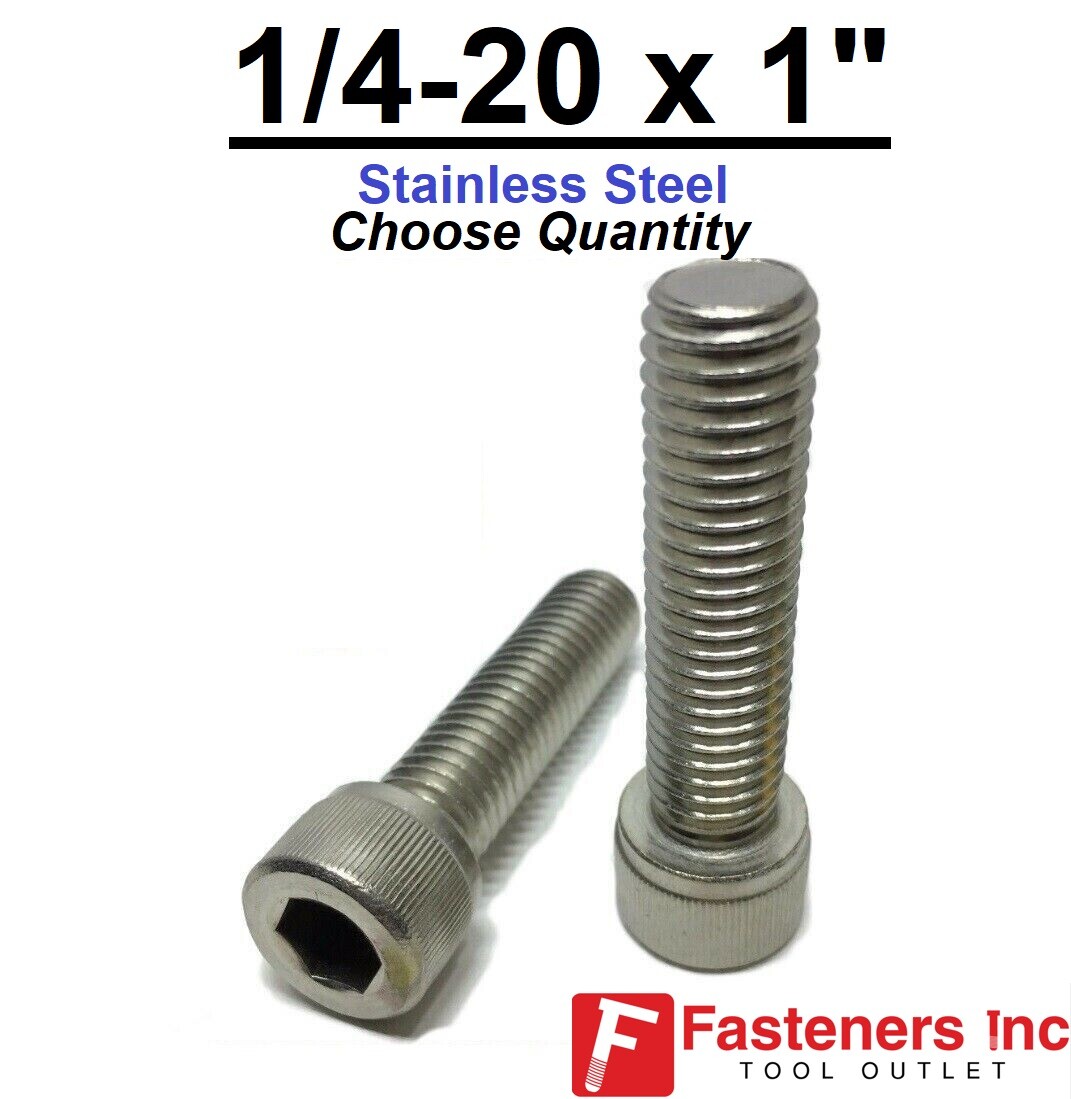 1/4-20 x 1" Stainless Steel Socket Head Cap Screw Standard 18-8 (Choose Qty)