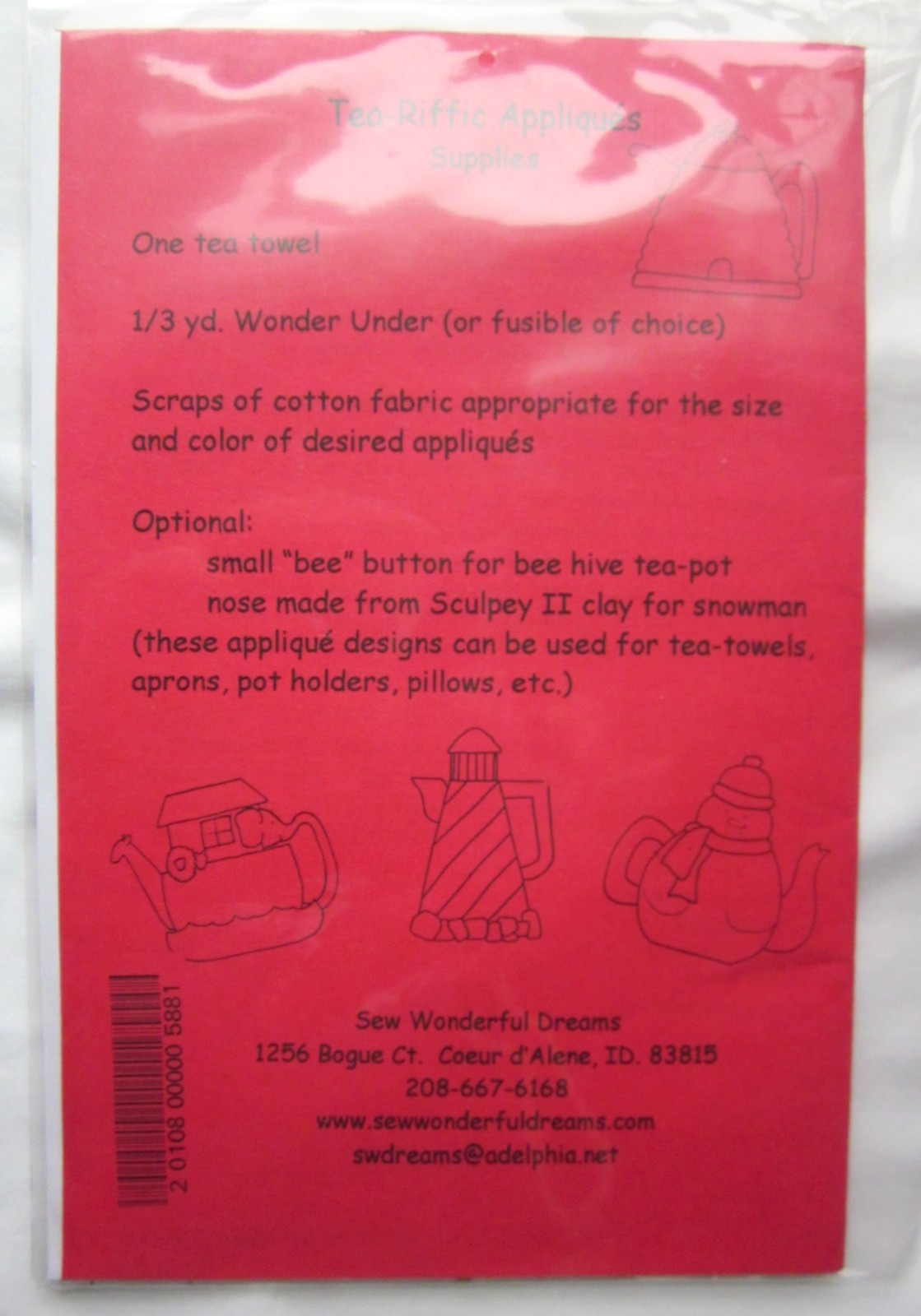 Tea-Riffic Appliques Pattern Four Different Applique Designs ~ SWD153