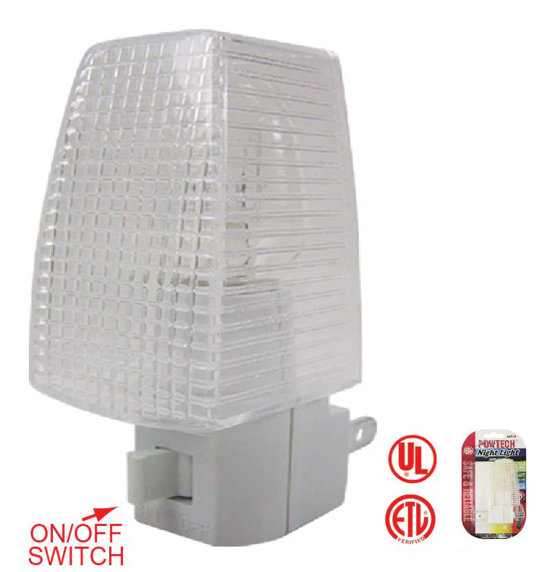 4 Watt Clear Night Light - On/Off Switch - Damage Resistant - UL