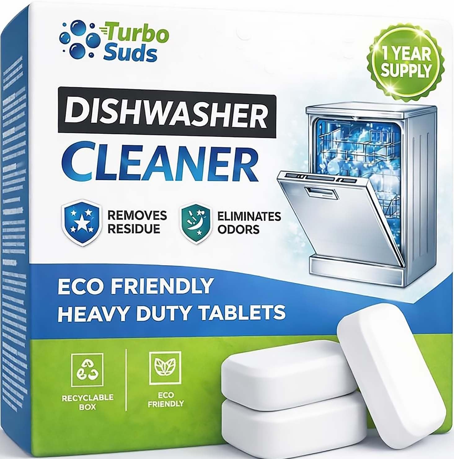 Dishwasher Cleaner and Deodorizer XL Tablets – Heavy-Duty Descaler & Odor Rem...
