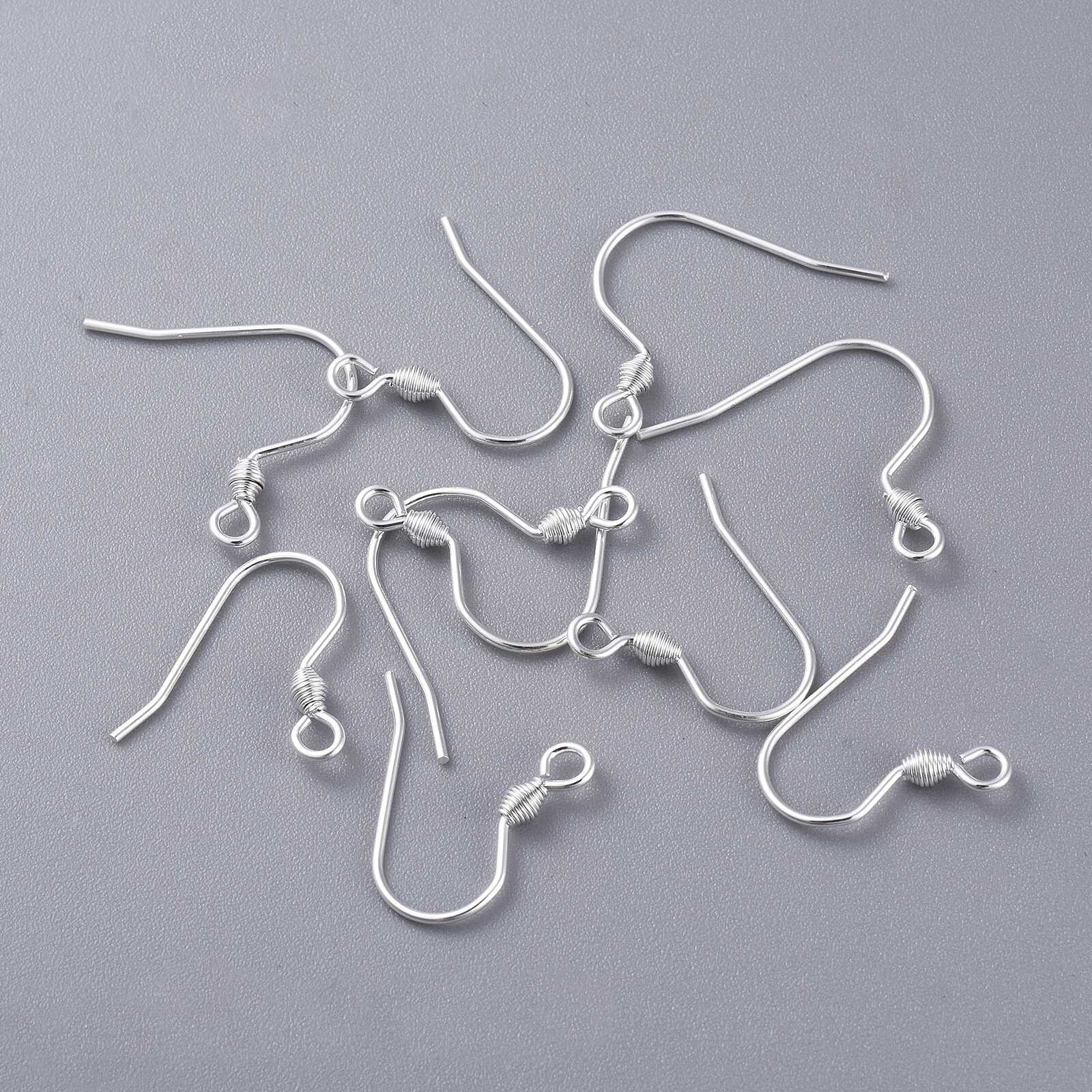 10 pcs Silver 304 Stainless Steel Earring Hooks Ear Wire Findings 17x18.5x2.5mm