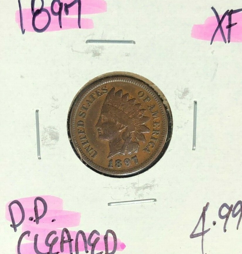 1897 INDIAN HEAD CENT ~ XF ~ CLEANED ~NICE COIN~ REF# D/D