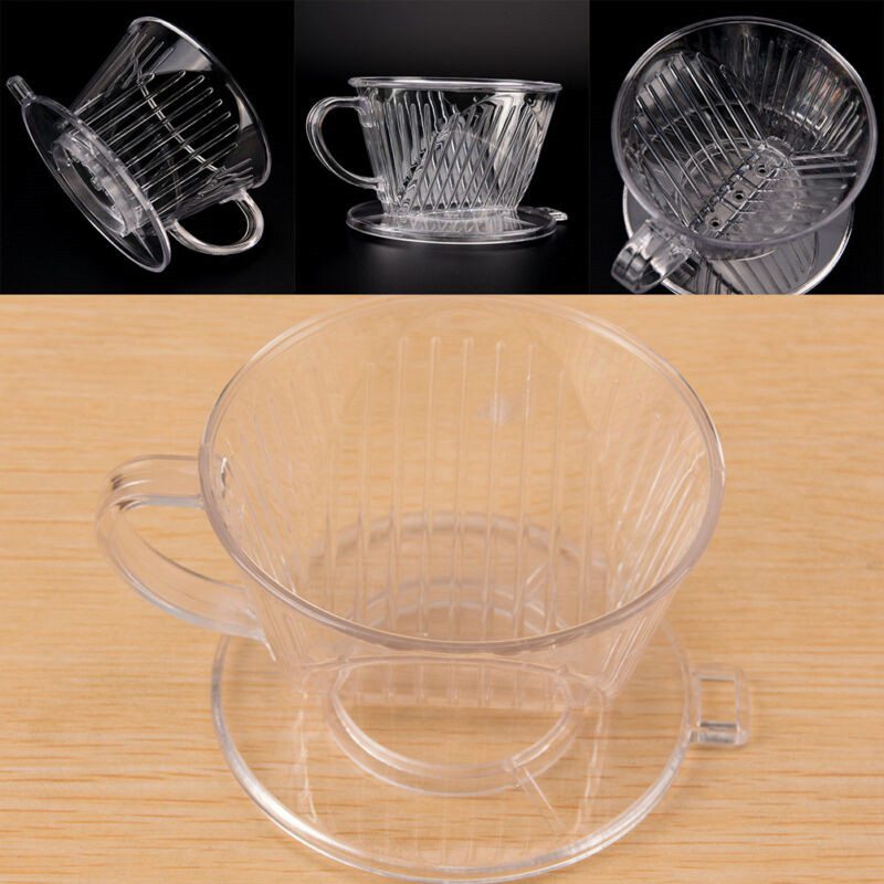Clear Coffee Filter Brewer Holder Plastic Cup Cone Drip Dripper Maker Reusabl WH