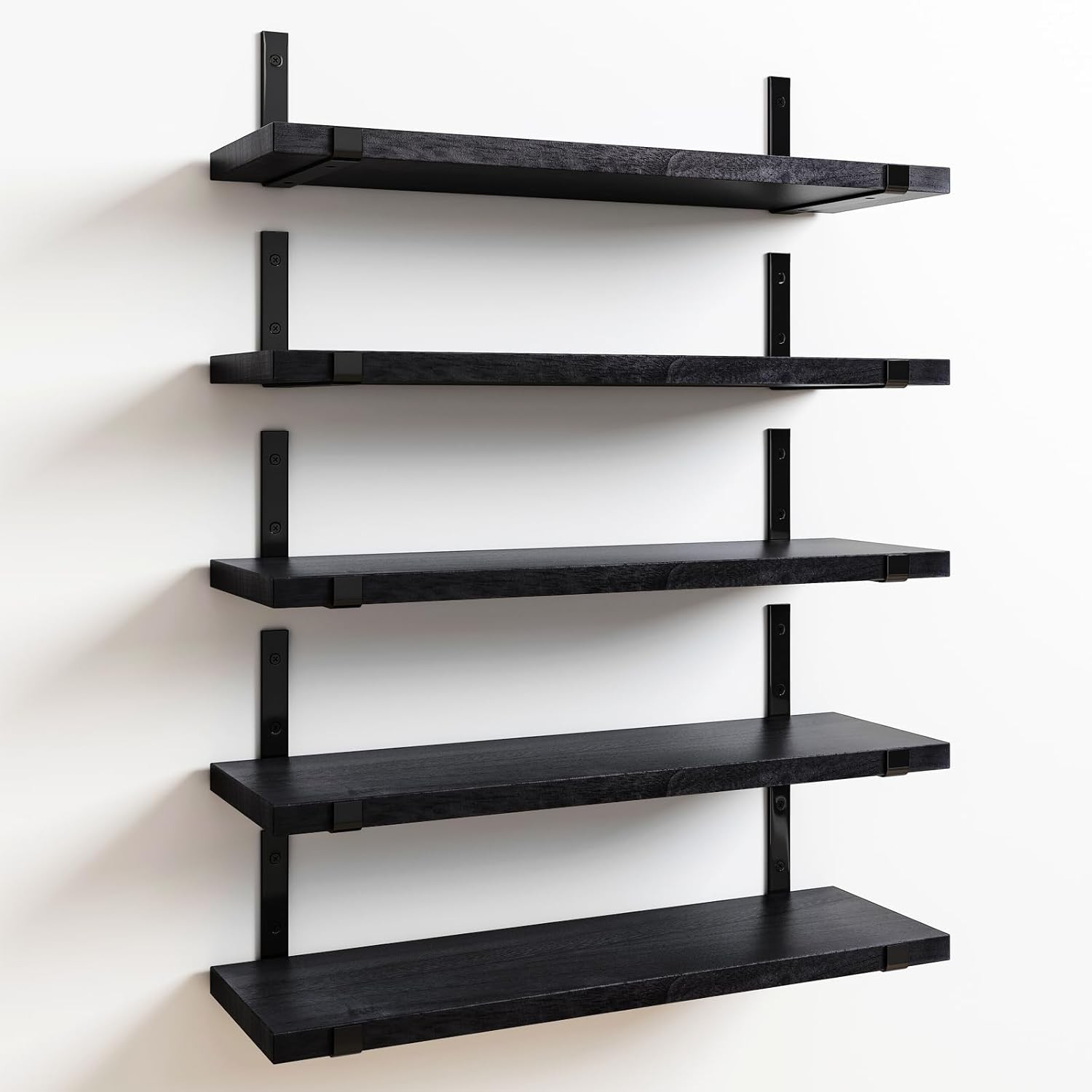 Fixwal Floating Shelves Set of 5, Width 4.7 Inches Black Wall Shelves,