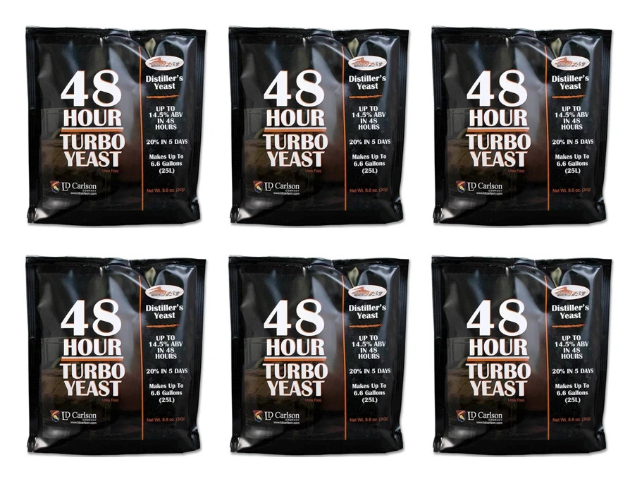 SIX PACKS FERMFAST 48 HOUR TURBO YEAST 14%-20% ALCOHOL WHISKEY STILL THE BEST