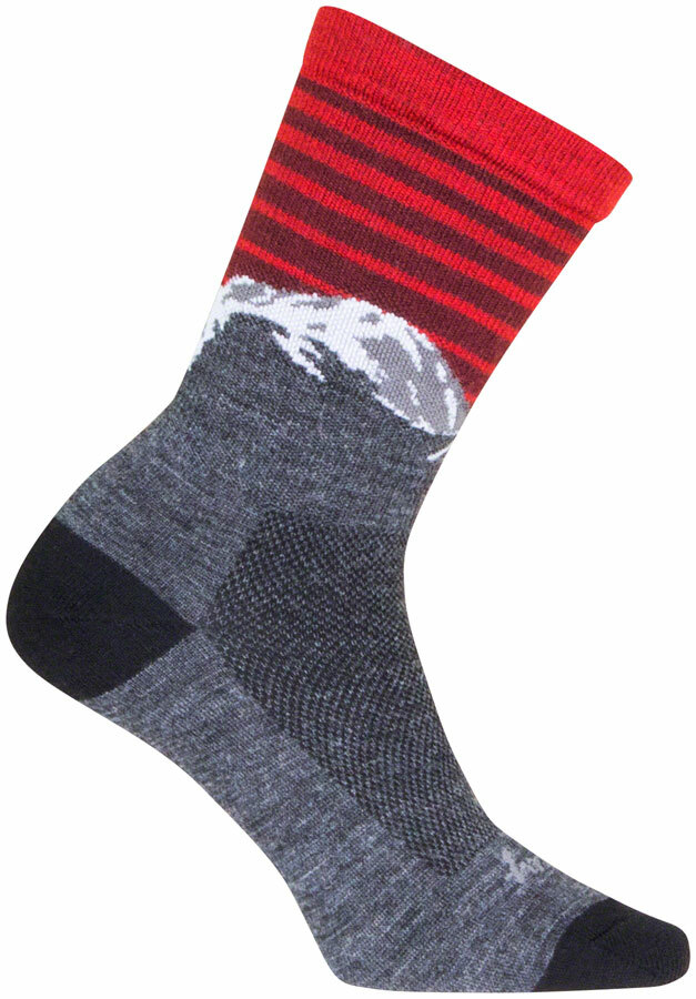 SockGuy Summit Wool Socks | 6 inch | Gray/Red/White | S/M