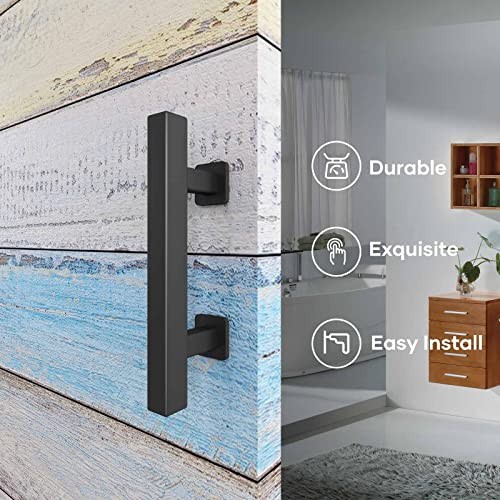 Pack 10" Sliding Barn Door Pull Handle with Flush Hardware, Double Sided, 2