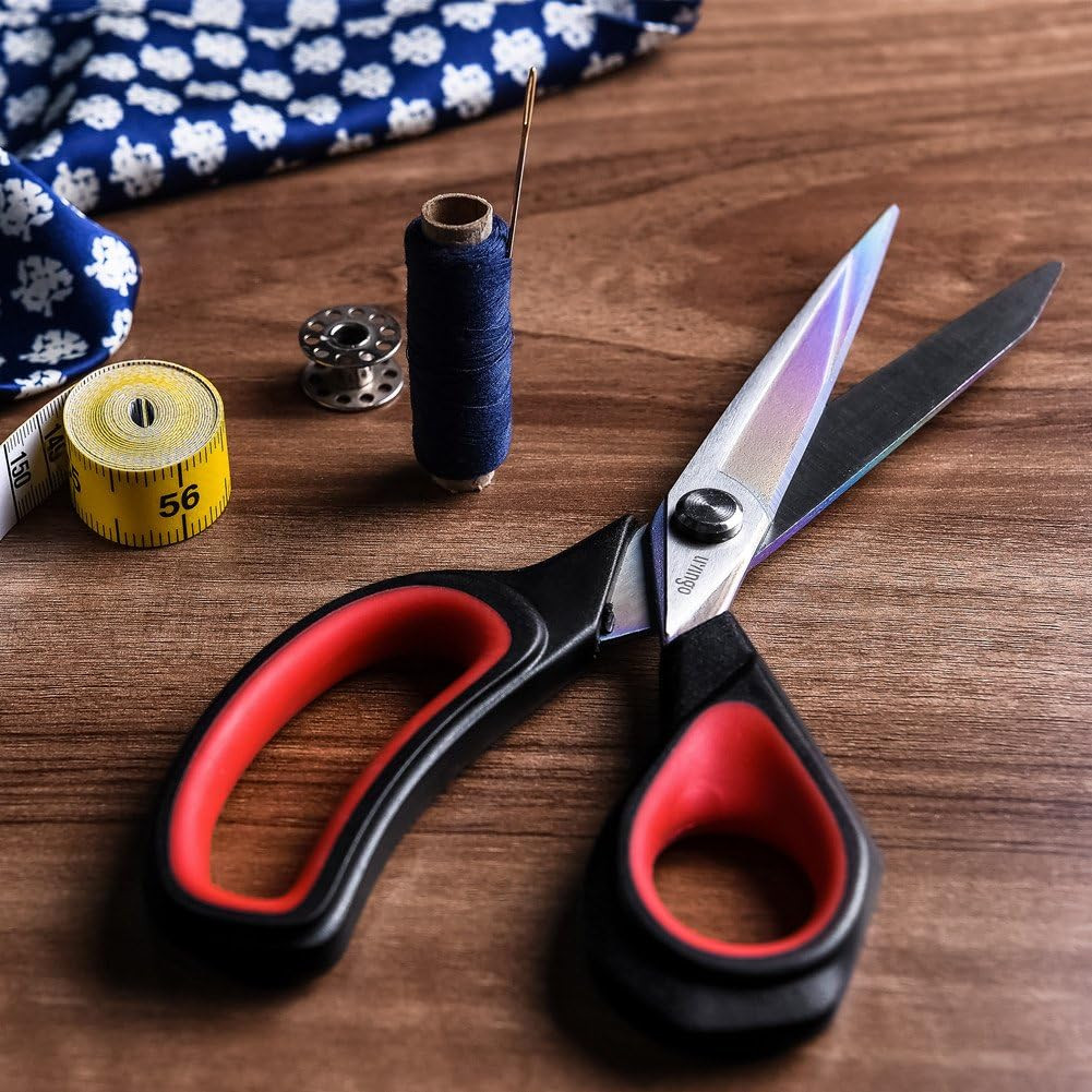 2 Pack Premium Tailor Scissors Heavy Duty Multi-Purpose Titanium Coating Forged