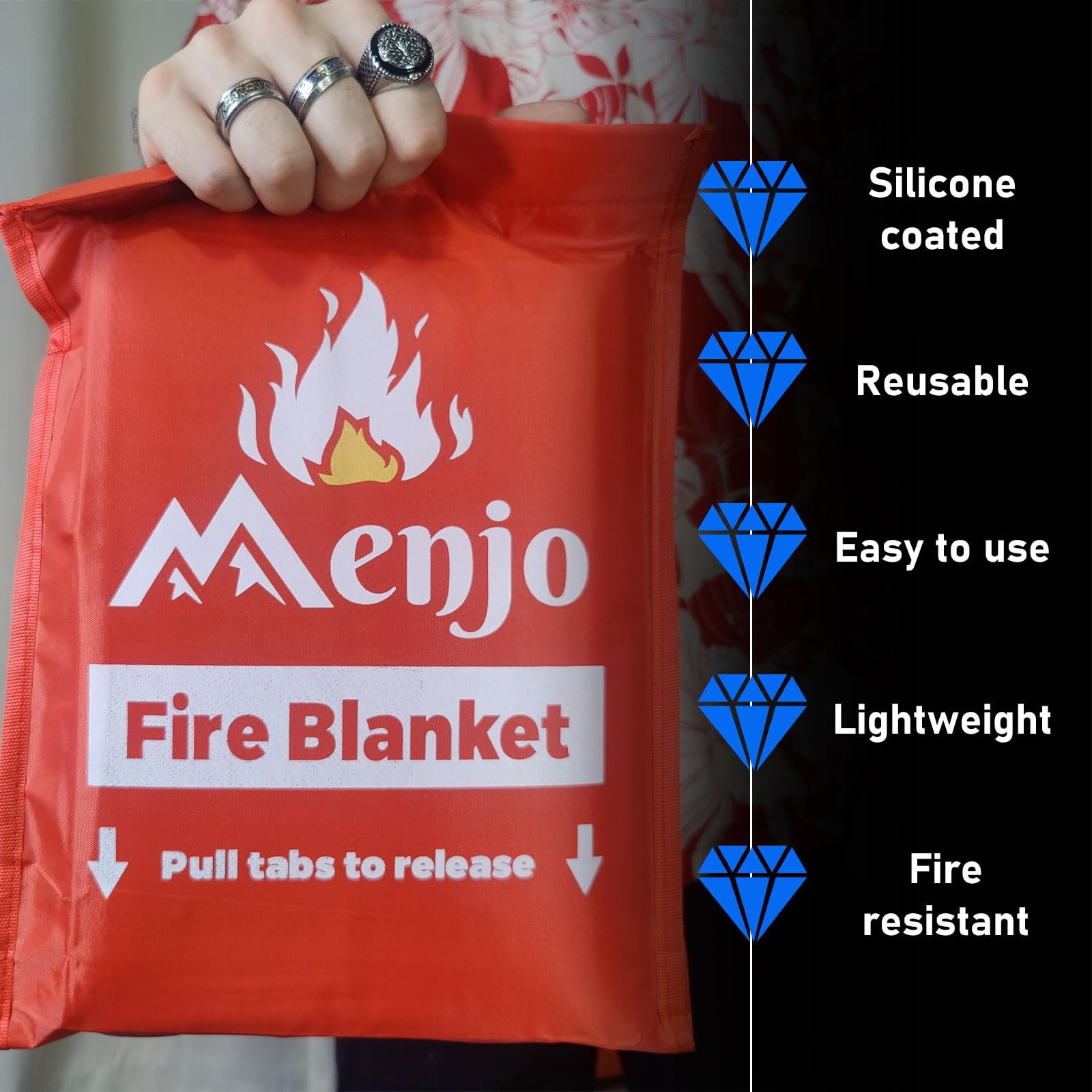 Silicone Coated Home Emergency Fire Blanket - 4-pack - Emergency Fire Blanket...