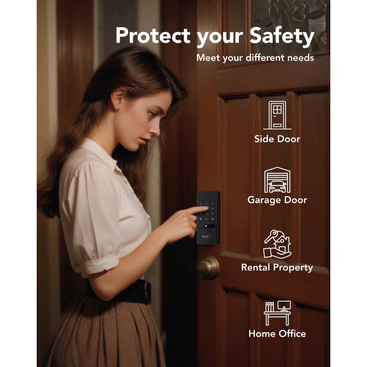 Smart Door Lock, Keyless Entry Deadbolt Bluetooth/Wi-Fi, Touchscreen App Control