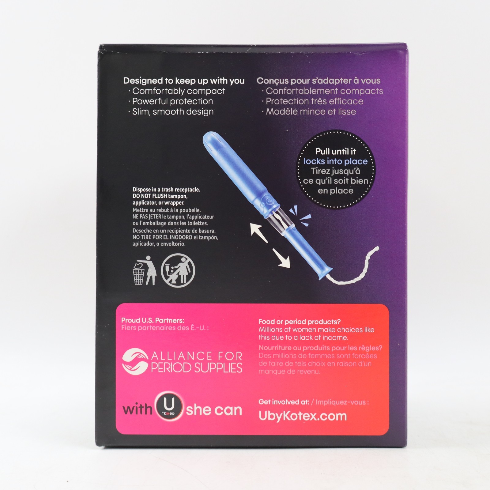U By Kotex Click Compact Unscented Tampons, Regular/Super/Super Plus, 216ct