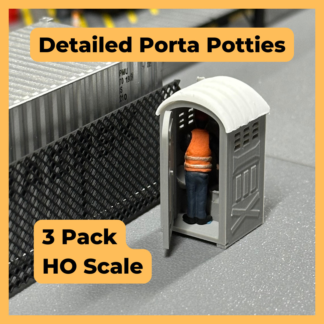 HO Scale Porta Potty (3 Pack) Opening Door – Hot Hobby RoadScapes 1:87 Detail