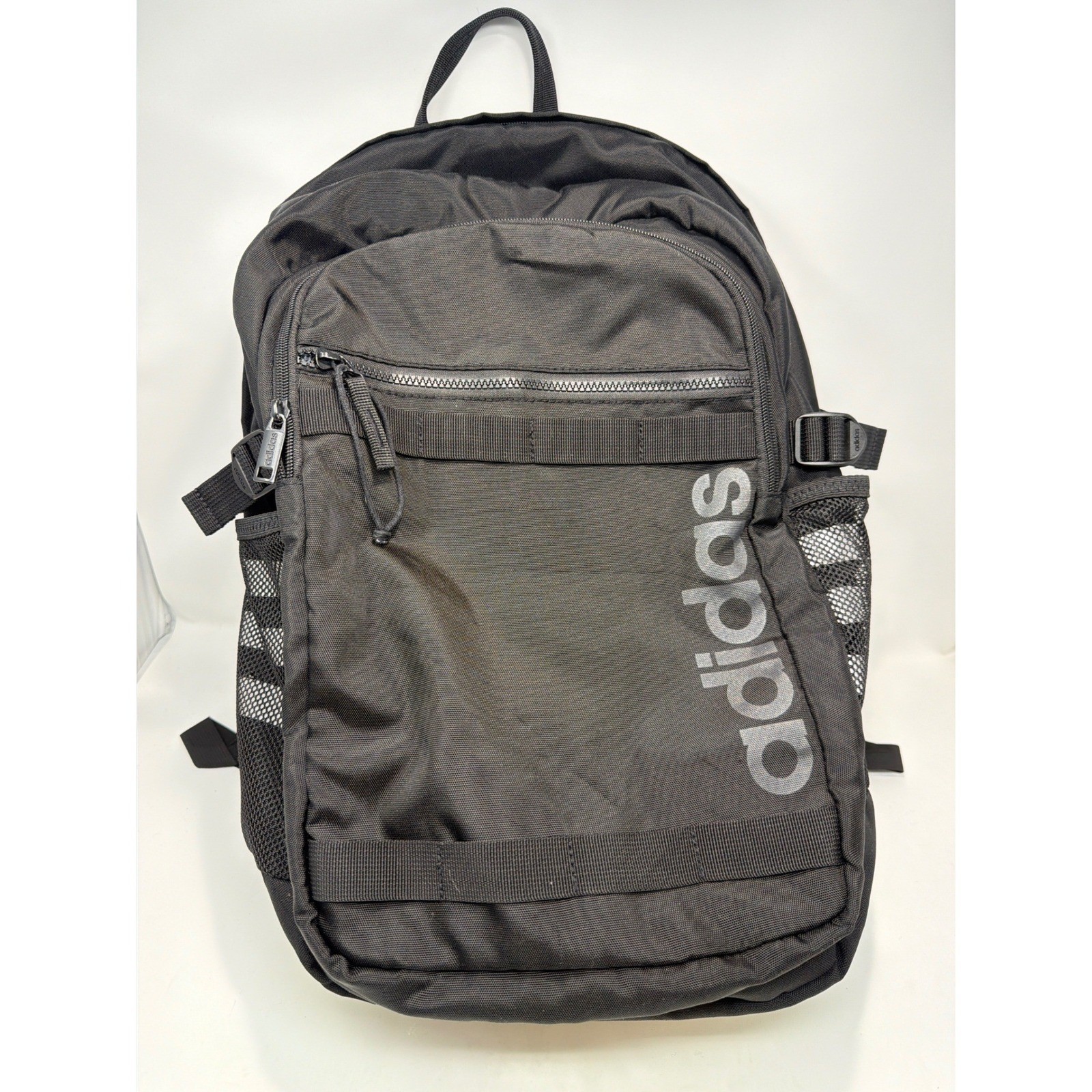 Adidas Black Backpack Bag Sport Gym School Travel Water Bottle Pockets