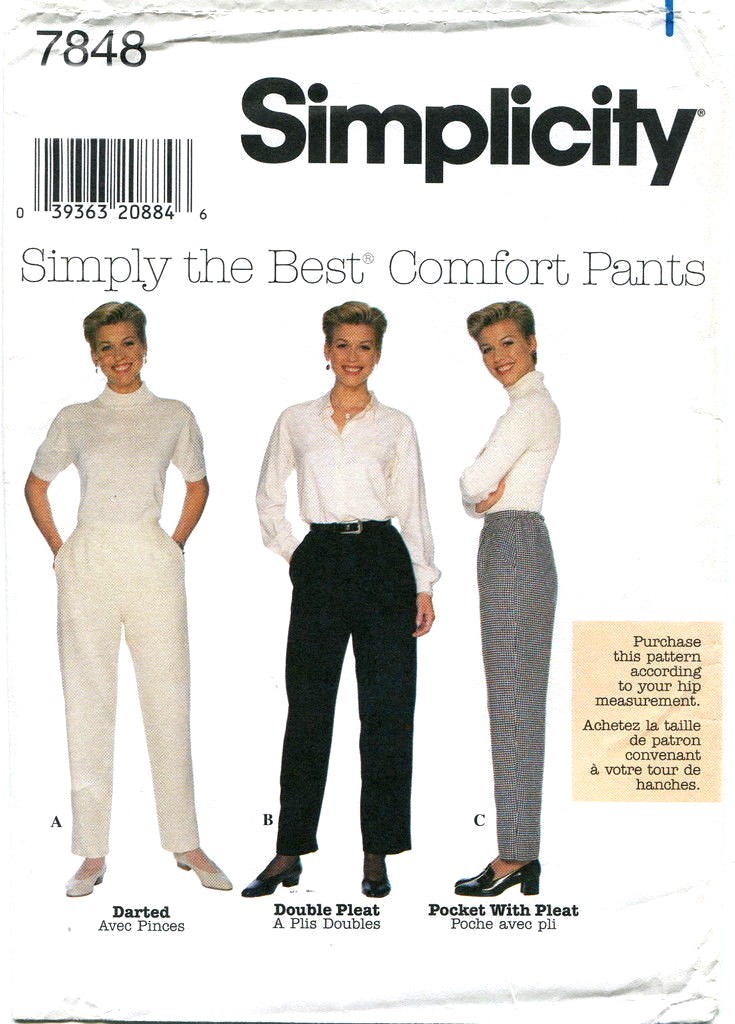 Simplicity 7848 Misses Best Comfort Pants Sewing Pattern Uncut