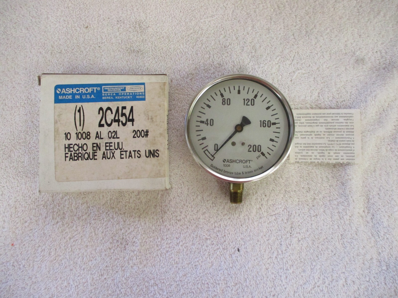 NIB ASHCROFT Pressure Guage 10 1008 AL 02L 200#     2C454