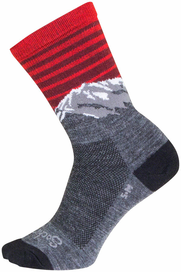 SockGuy Summit Wool Socks | 6 inch | Gray/Red/White | S/M