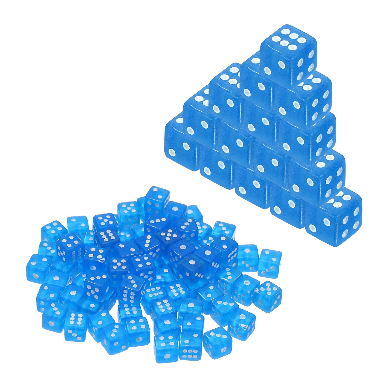 100Pcs Translucent Polyhedral Dice 5mm 6 Sided Square Corner Dice, Blue
