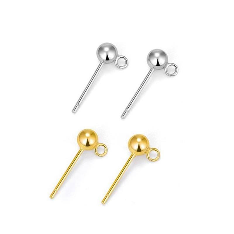 2Pairs 18K Sterling Silver, Vermeil, Stud Earrings Connector Component YLS04