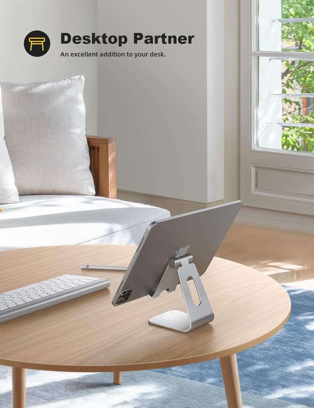 Lamicall Tablet Stand Multi Angle Desktop Holder Dock For iPad Pro Air Silver