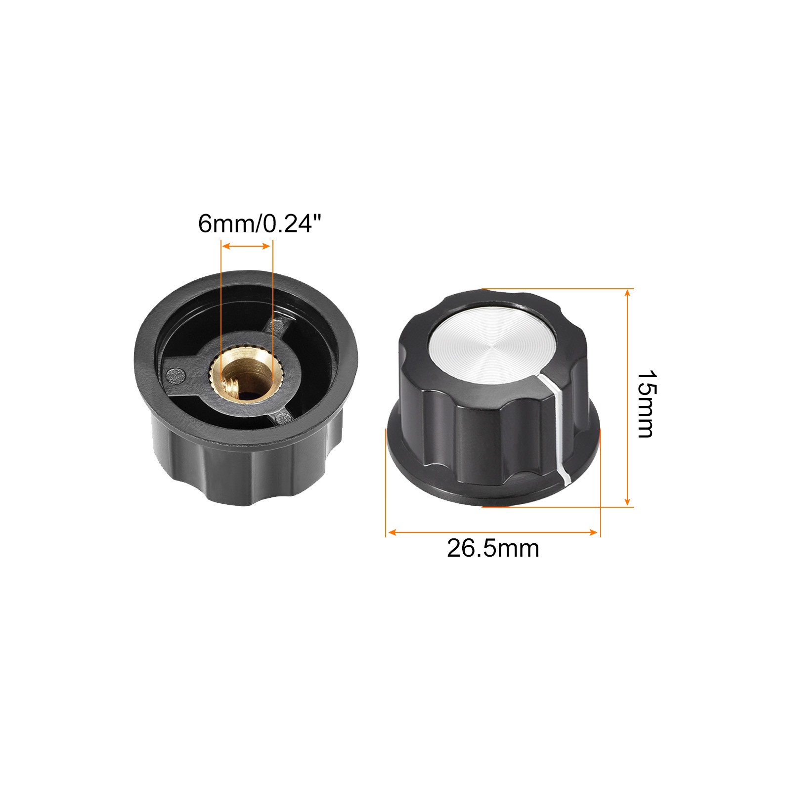 Potentiometer Control Knob Insert Shaft Switch Knobs 6mm/Black