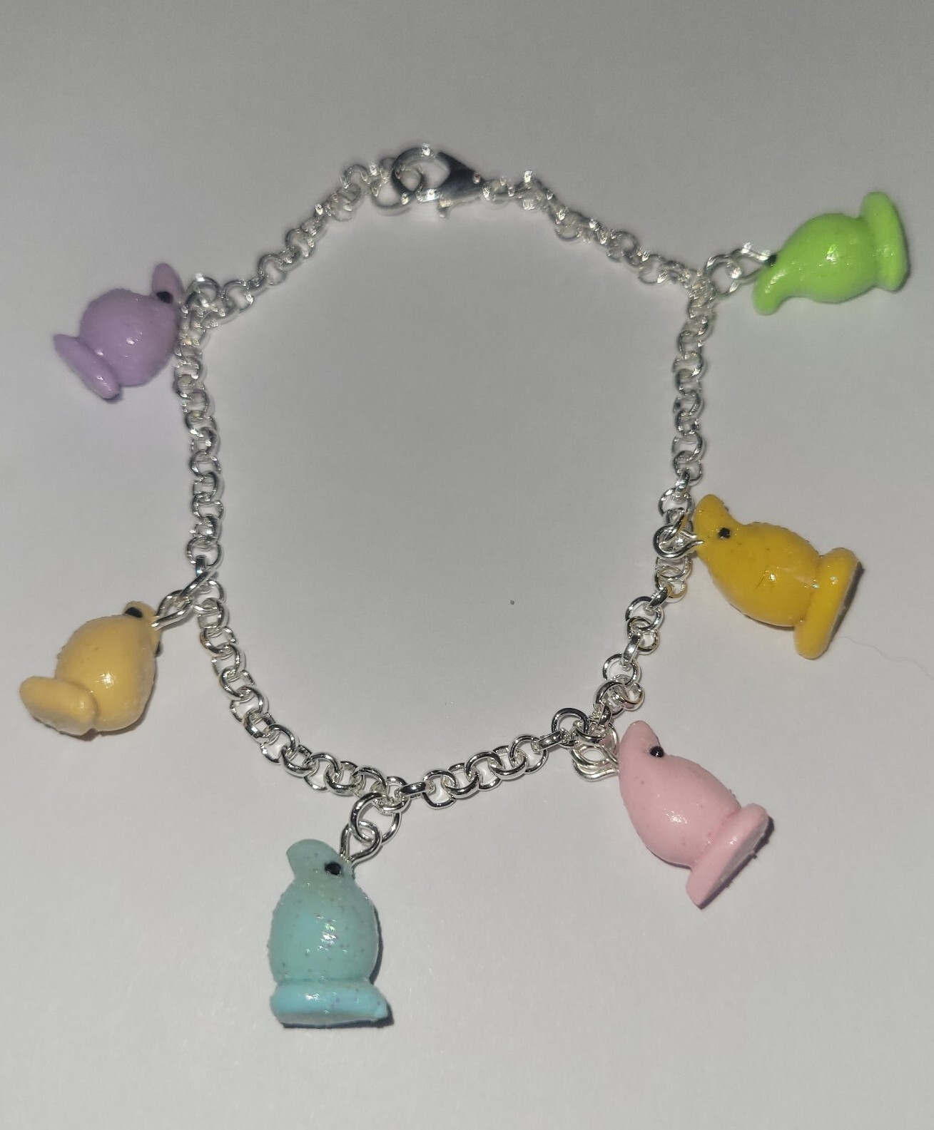 Sugar Easter Chick Bracelet Silver Easter Candy Marshmallow Chicks