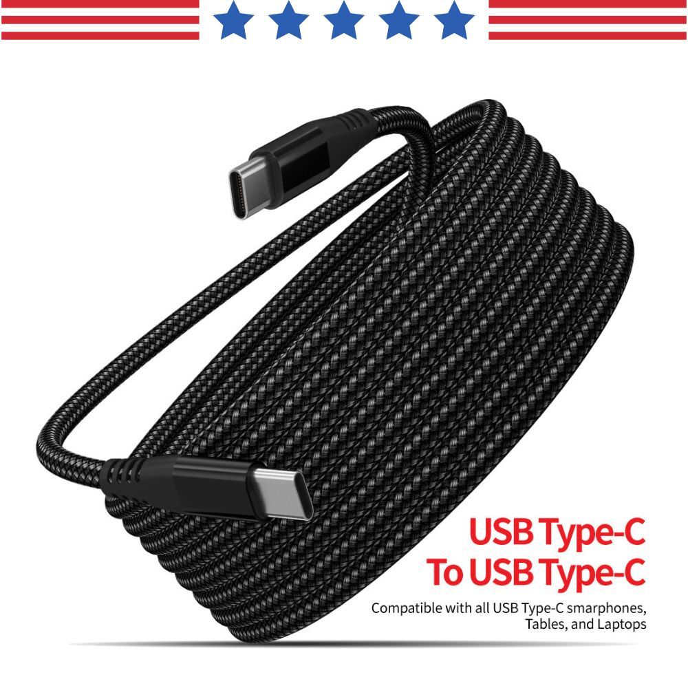 60W Fast USB-C to USB-C Cable 10ft Type C Cord For iPhone 15 16/Plus/Pro/Max Lot