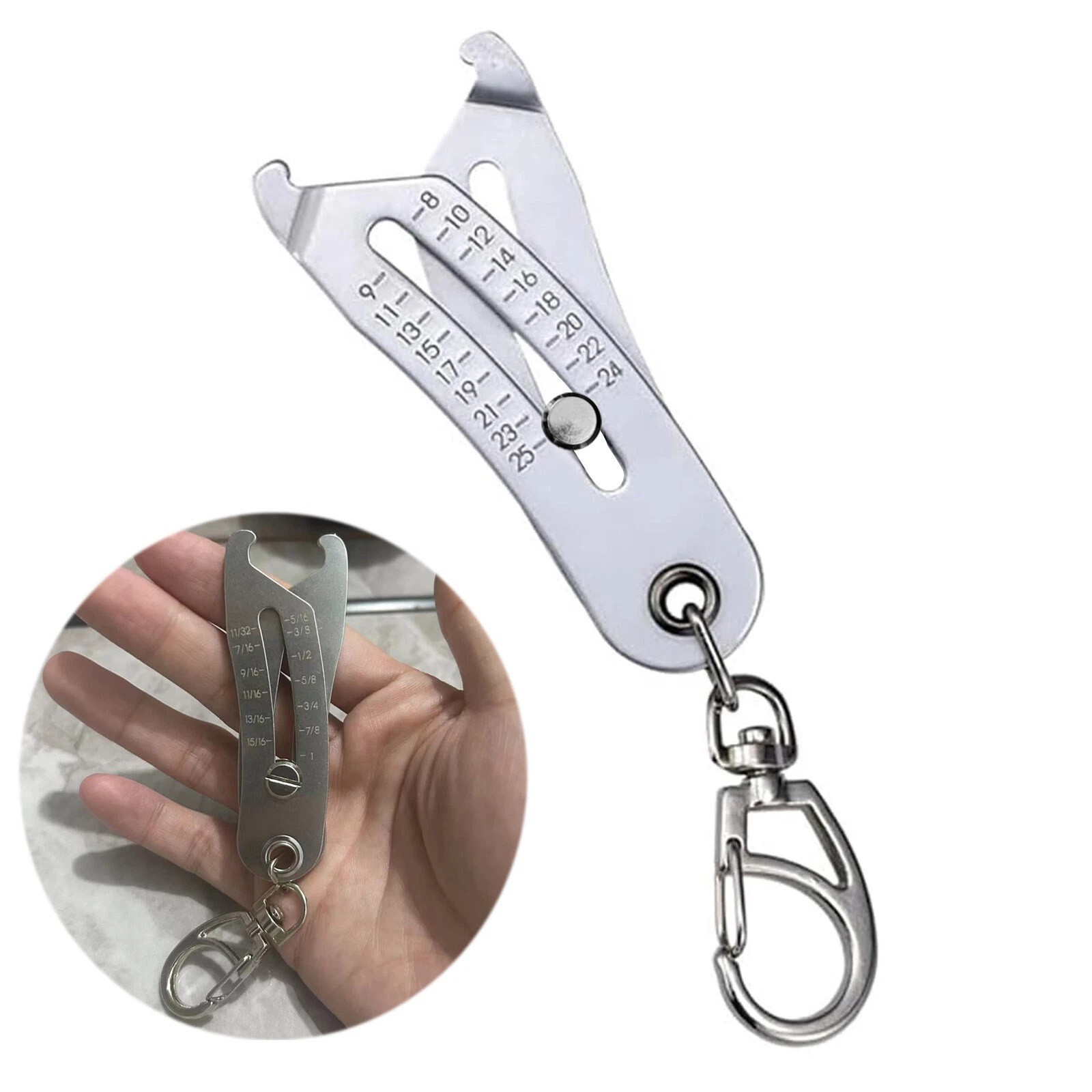 2PCS Portable Thread Gauge Set - Bolt Size Identifier with Keychain Accessory