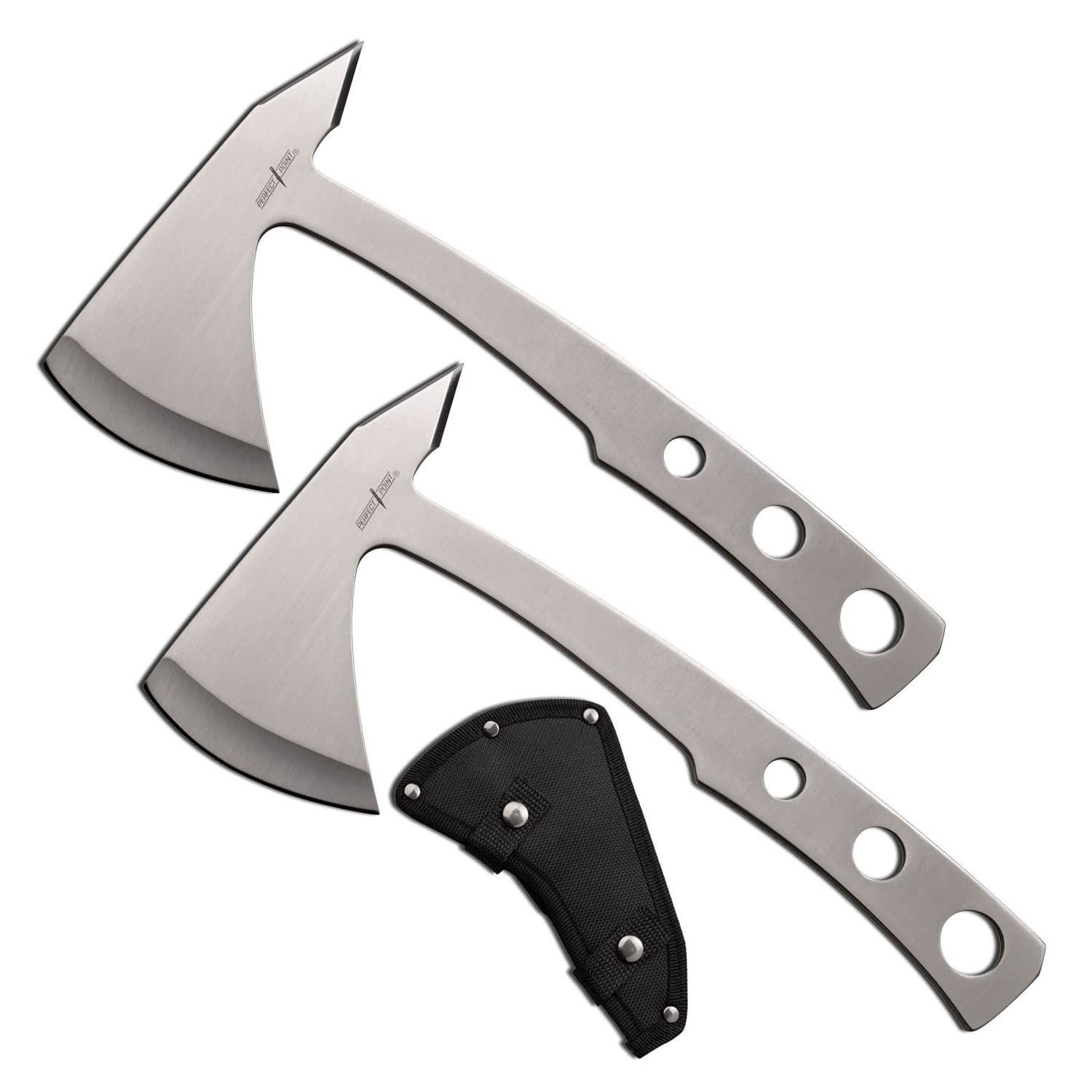 Perfect Point Throwing Axes – Set of 2-9.5-inches Overall, Silver (Pair)